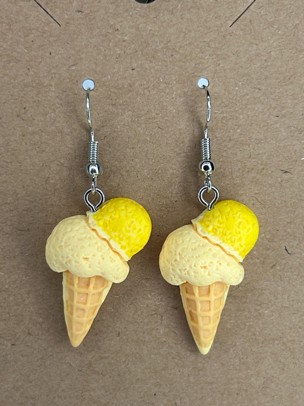 Cute Yellow Ice Cream Cone Dangle Earrings Fashion Jewelry